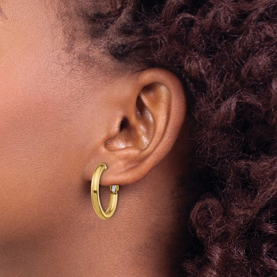 Yellow Gold 25mm Round Hoop Earrings