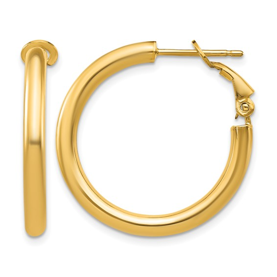 Yellow Gold 25mm Round Hoop Earrings