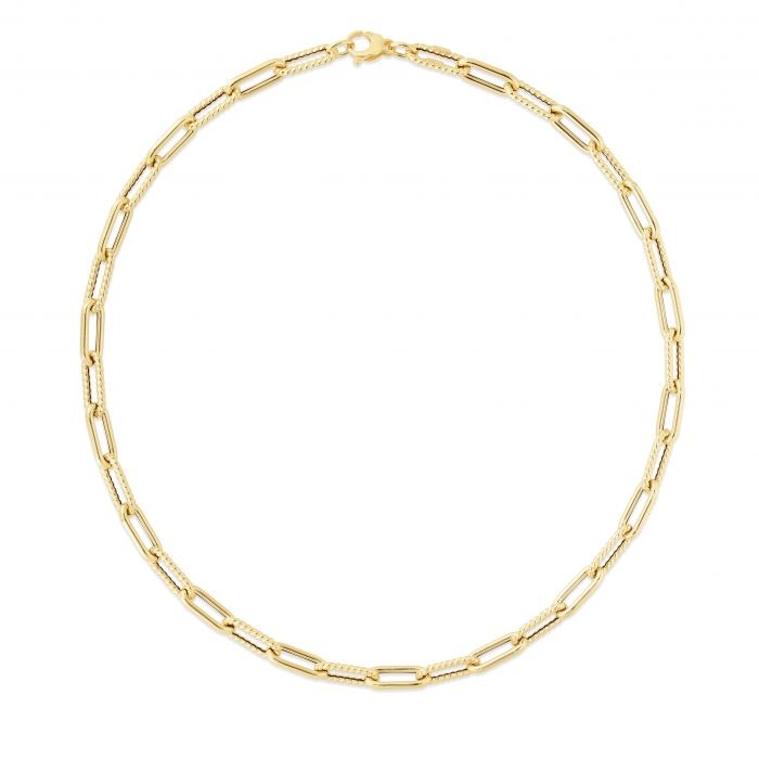 Yellow Gold Alternate Oval Link Necklace