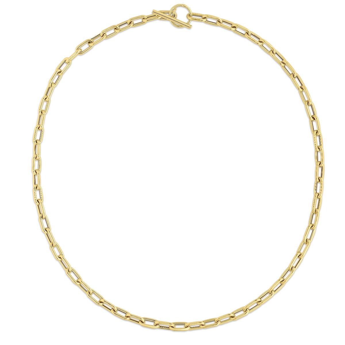 14K Gold Paperclip Link Toggle Necklace