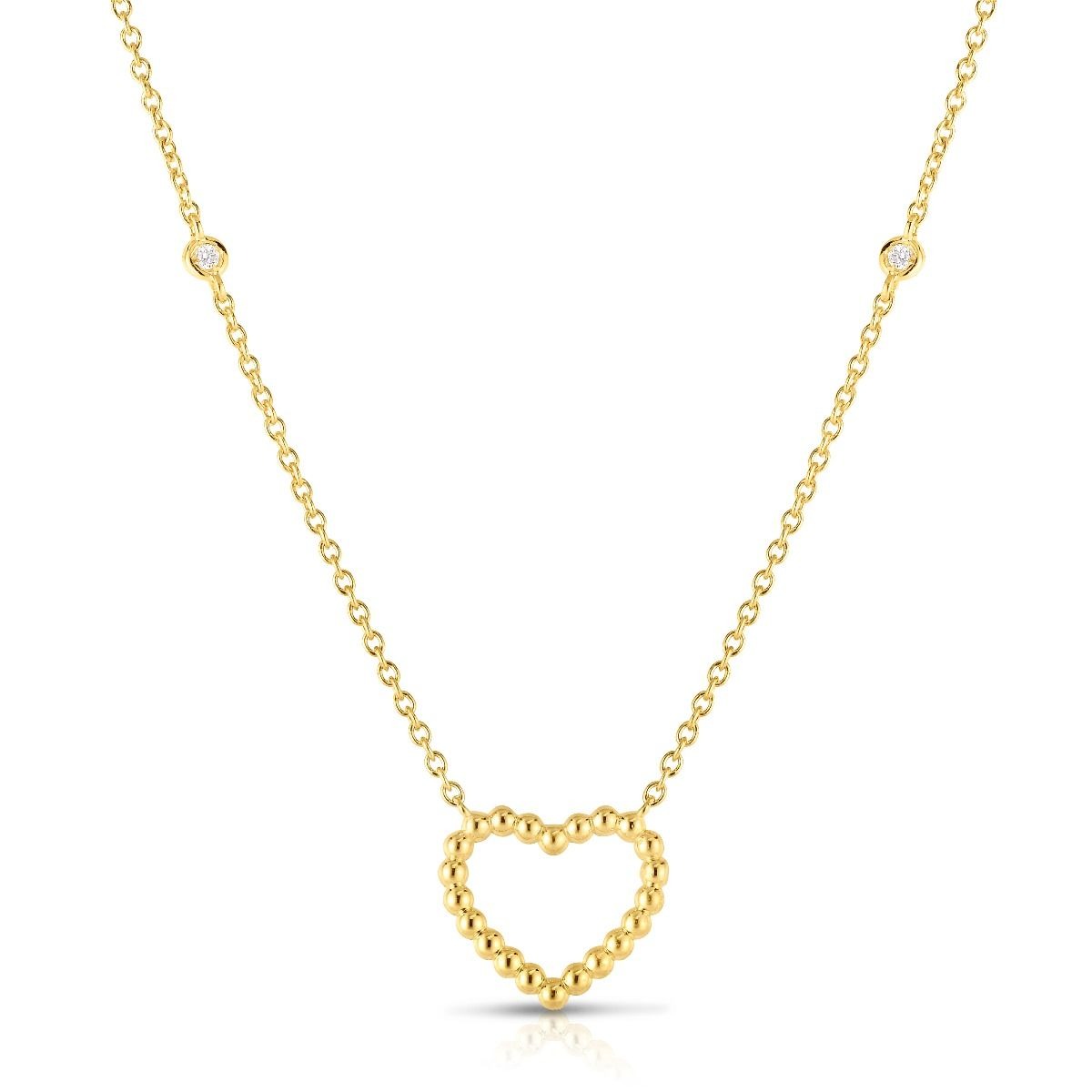 14K Gold Popcorn Heart Necklace