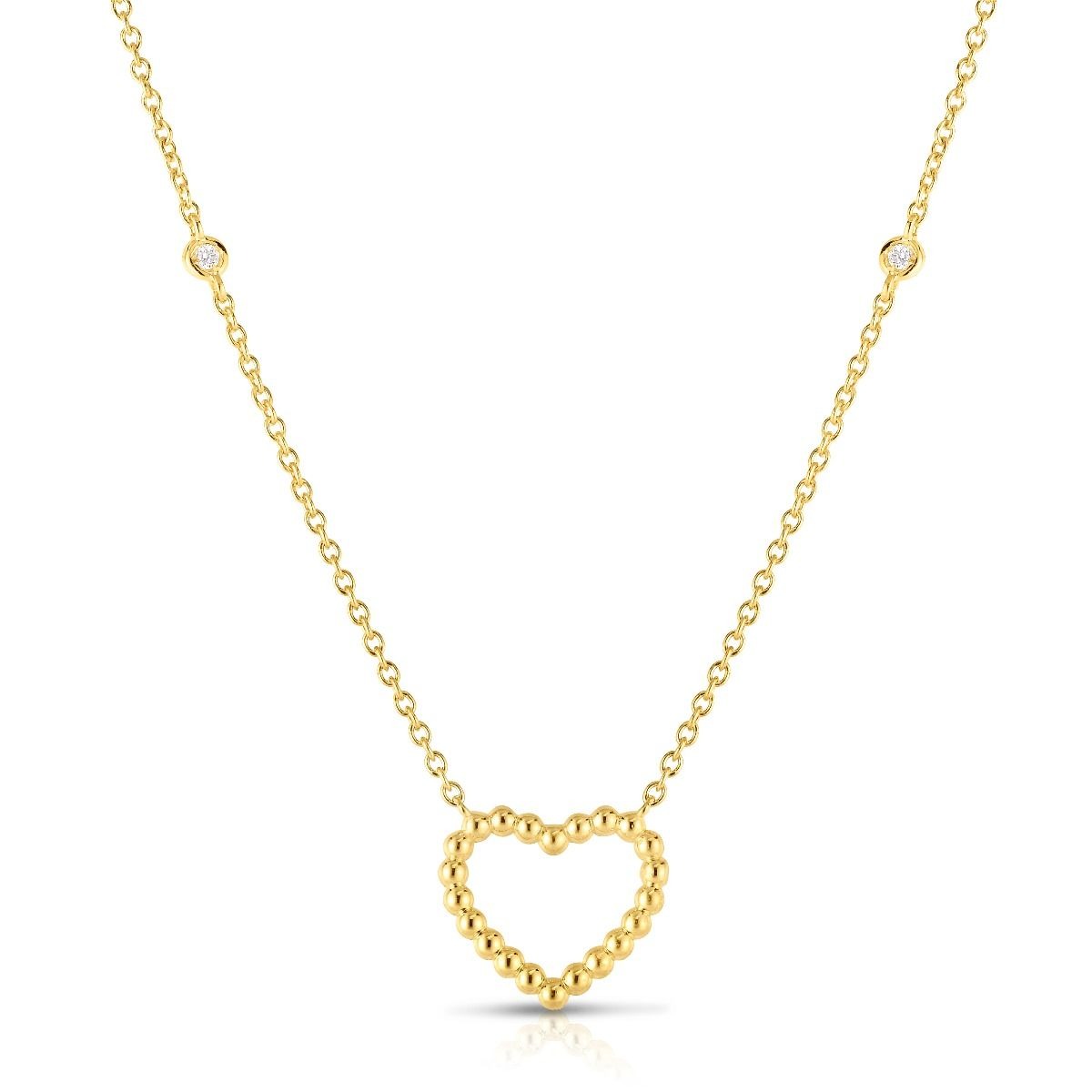 14K Gold Popcorn Heart Necklace