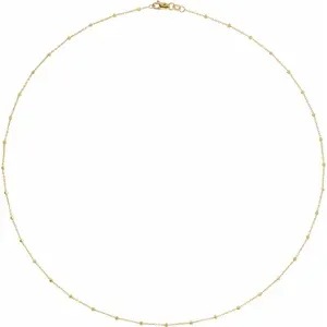Yellow Gold Diamond Cut Bead Cable Chain Necklace 20 inches
