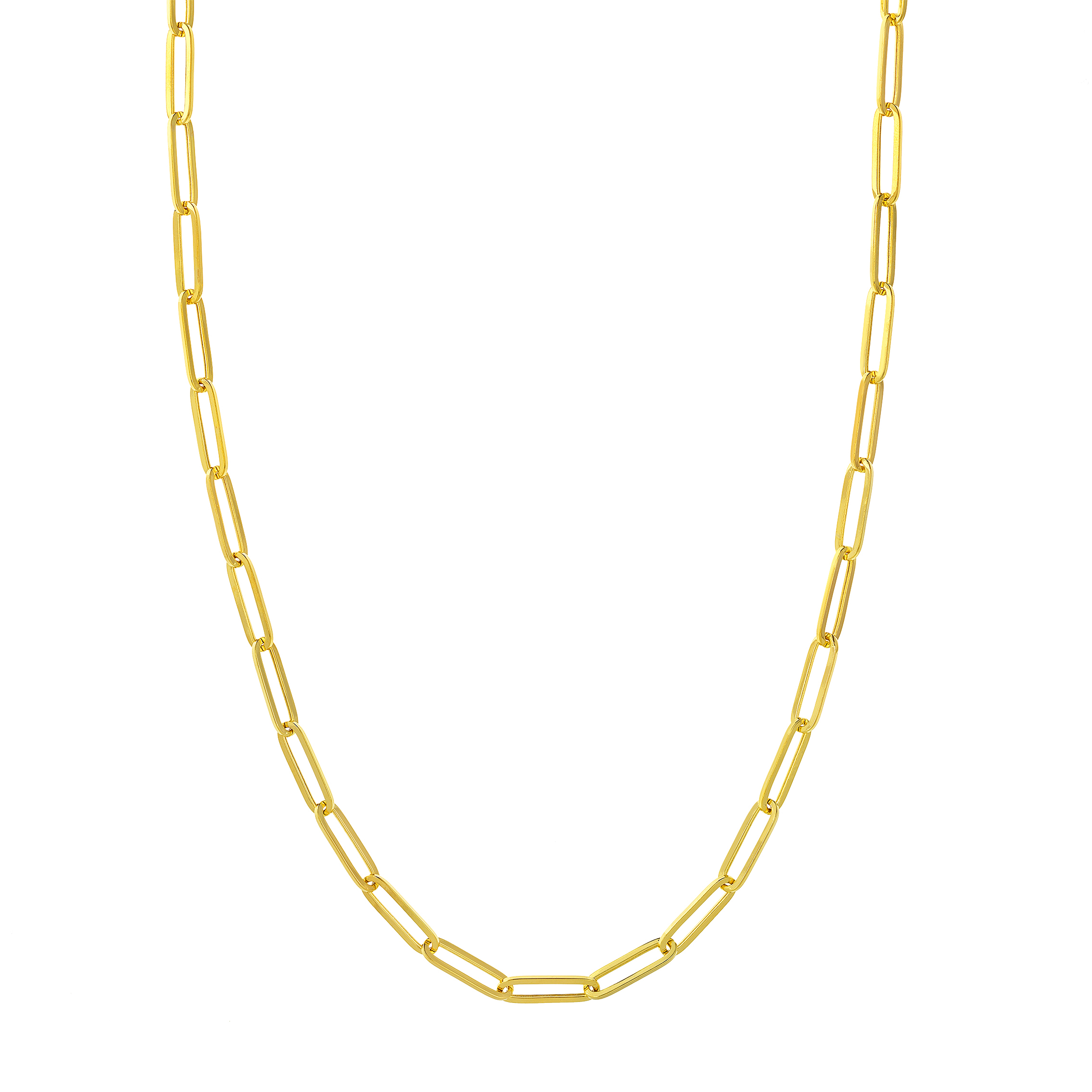 Yellow Gold Hollow Paperclip Chain 5.10mm, 30 inches