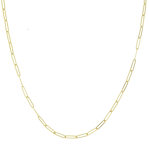 Yellow Gold Elongated Paperclip Chain Necklace 2.6mm l 20 inches