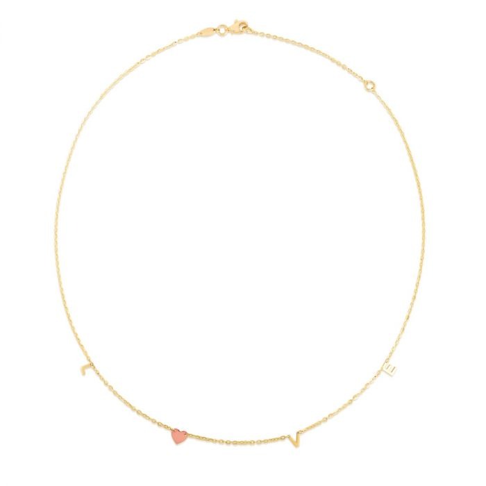 Yellow and Rose Gold LOVE Necklace l 18 inches
