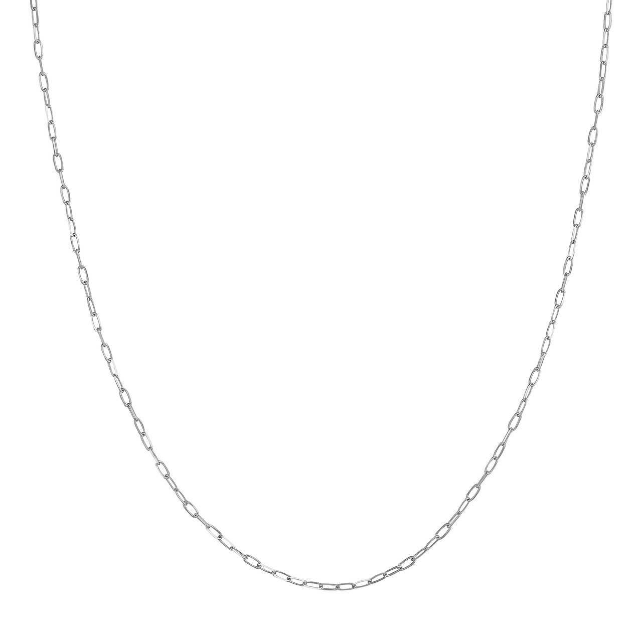 White Gold Solid Petite1.7mm Paperclip Chain l 18 inches