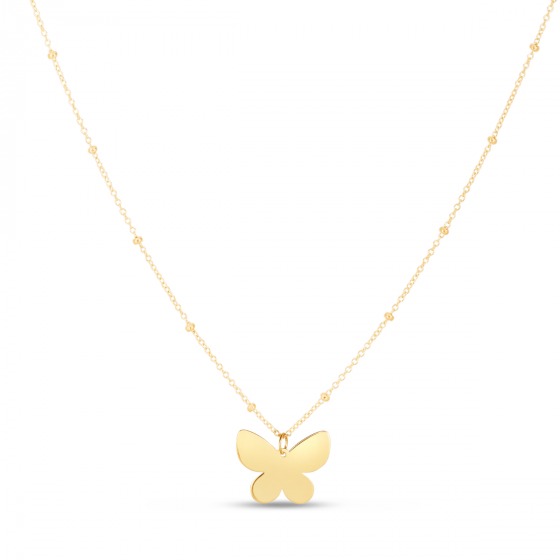 Yellow Gold Pápillon Single Butterfly Necklace l 18 inches