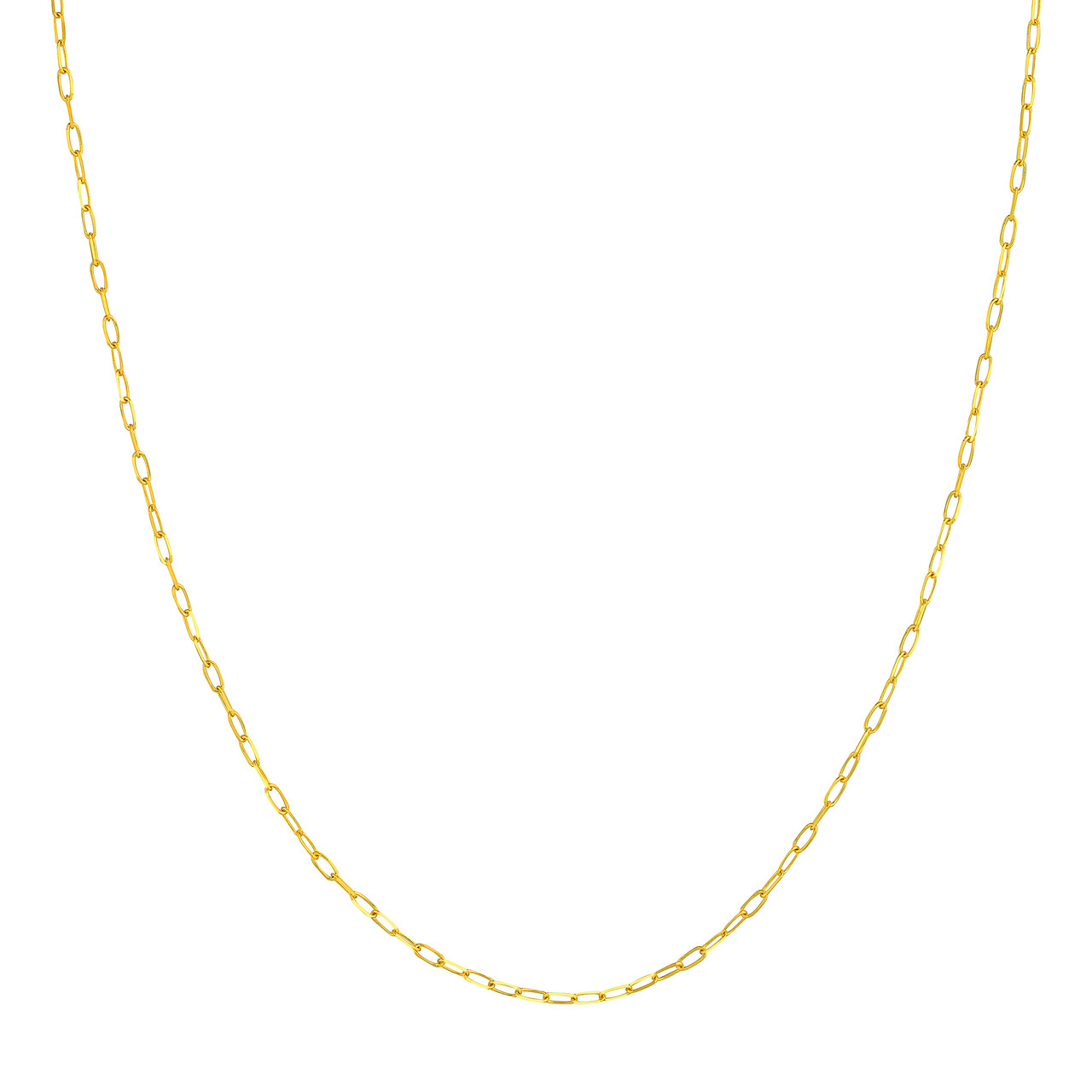 Yellow Gold Solid Petite1.7mm Paperclip Chain Necklace l 16 inches