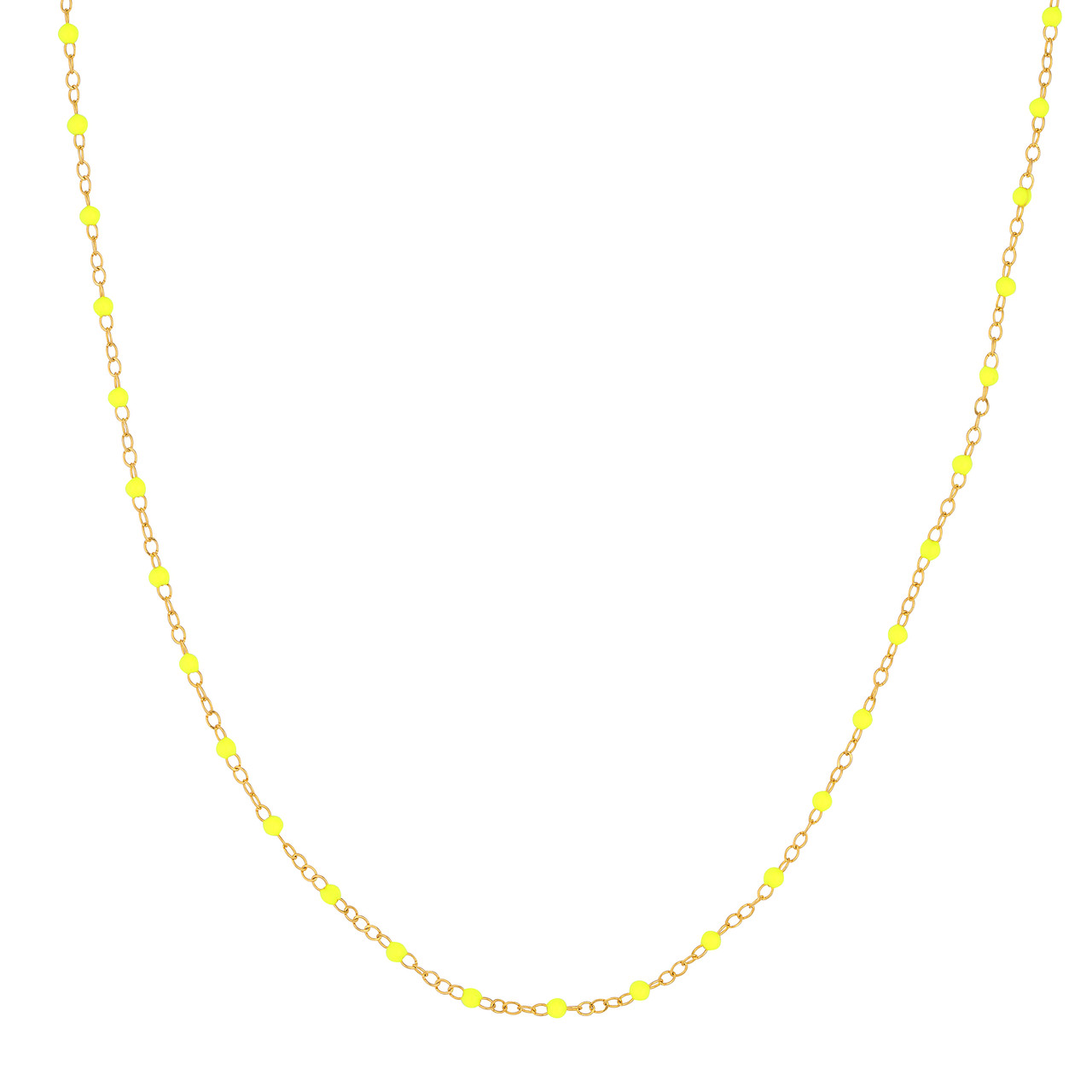 Yellow Gold Neon Yellow Enamel Bead Chain Necklace l 18 inches