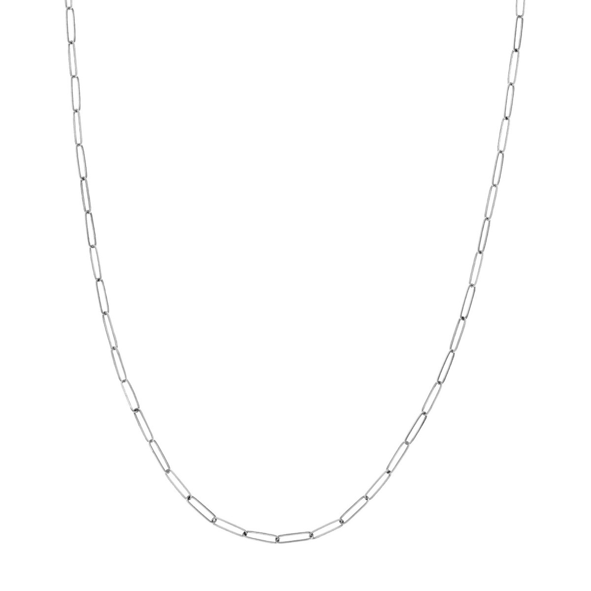 White Gold Elongated Paperclip Chain Necklace 2.6mm l 18 inches