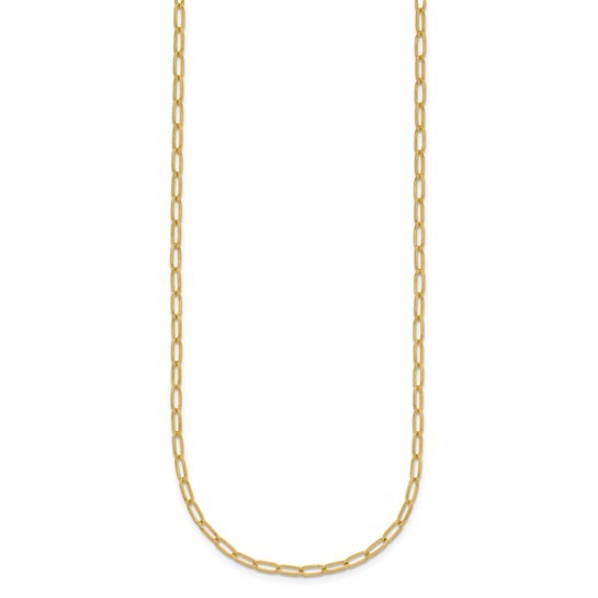 Yellow Gold Solid Paperclip Chain Necklace l 20 inches