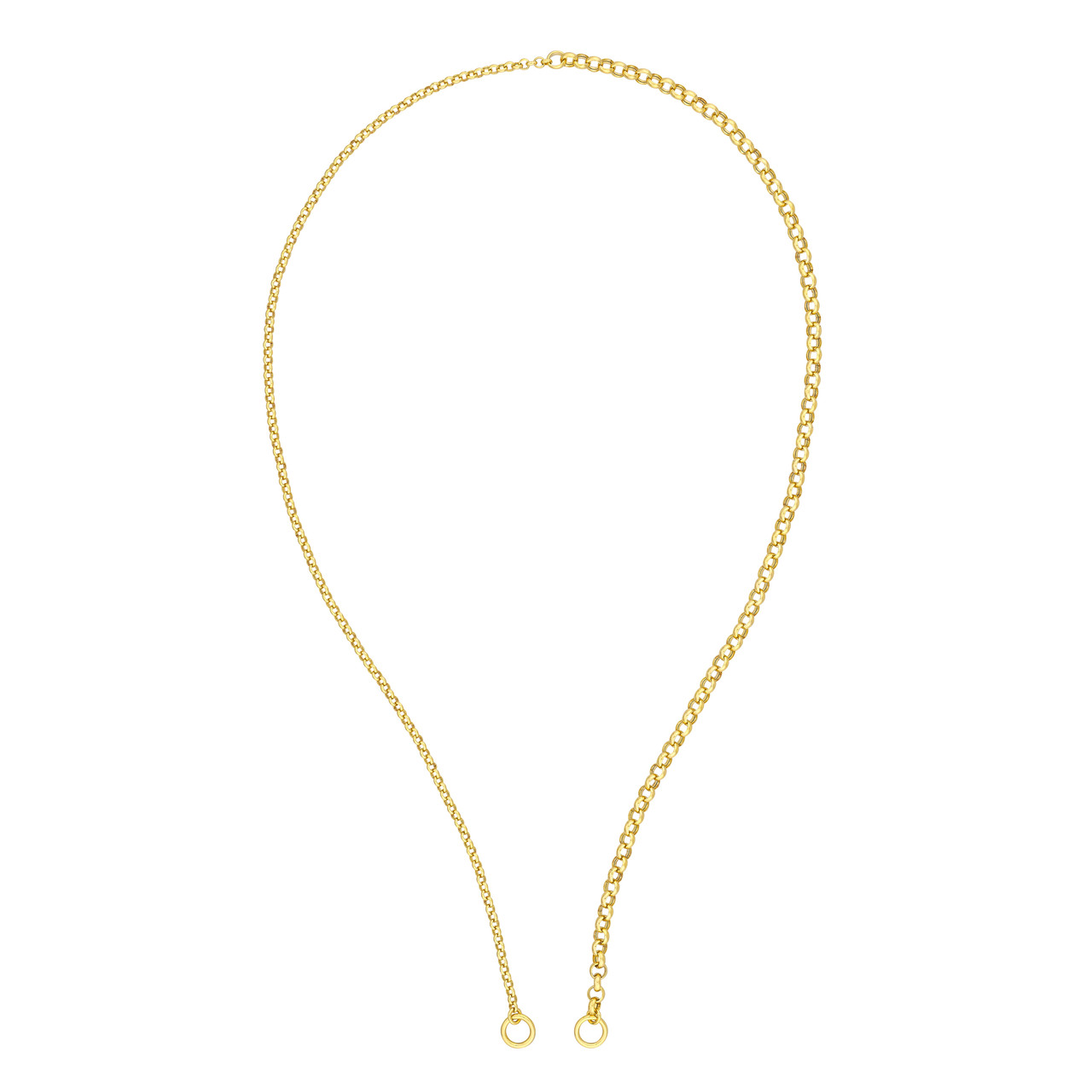 Yellow Gold Rolo Split Chain Necklace l 20 inches