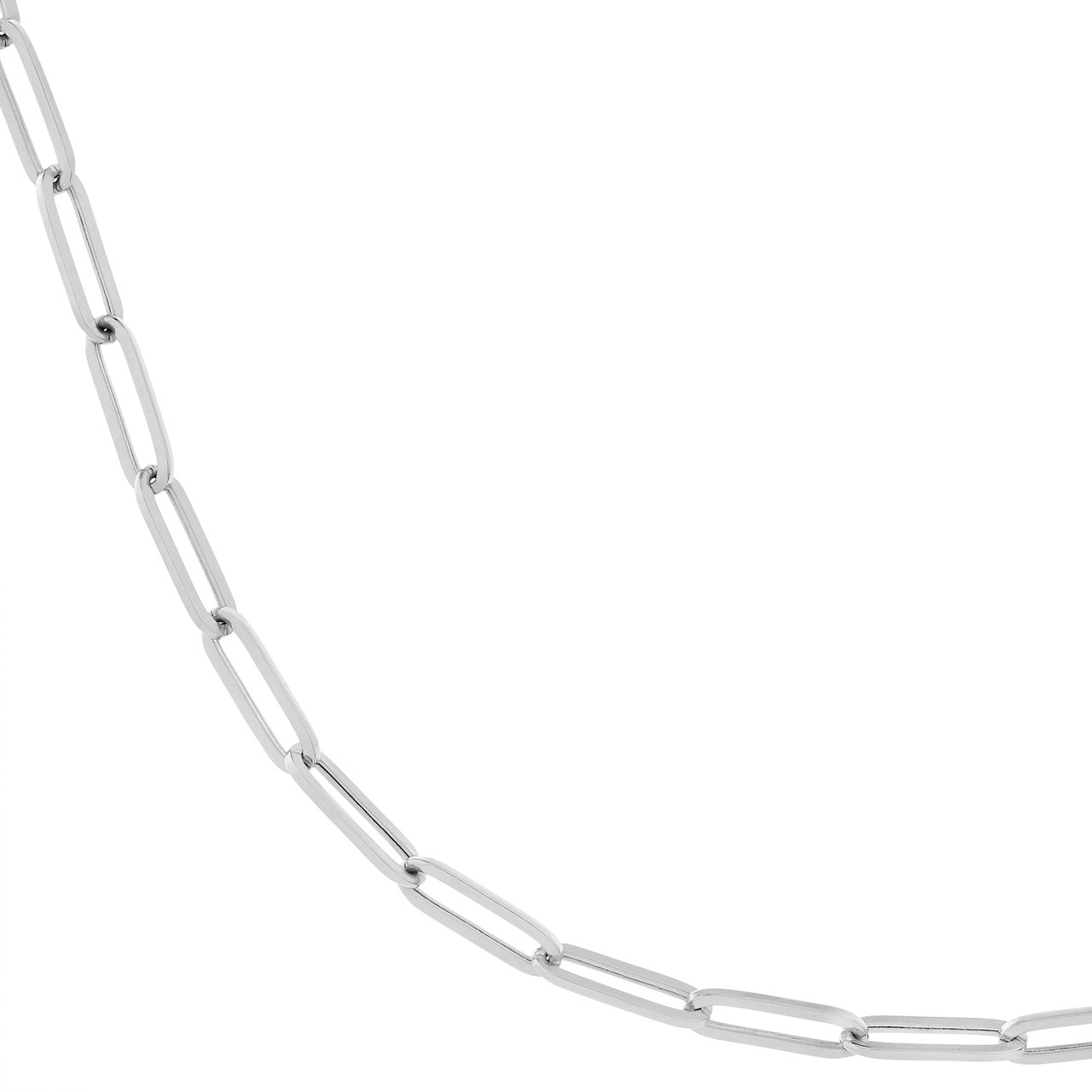 White Gold Hollow Paperclip Split Chain Necklace