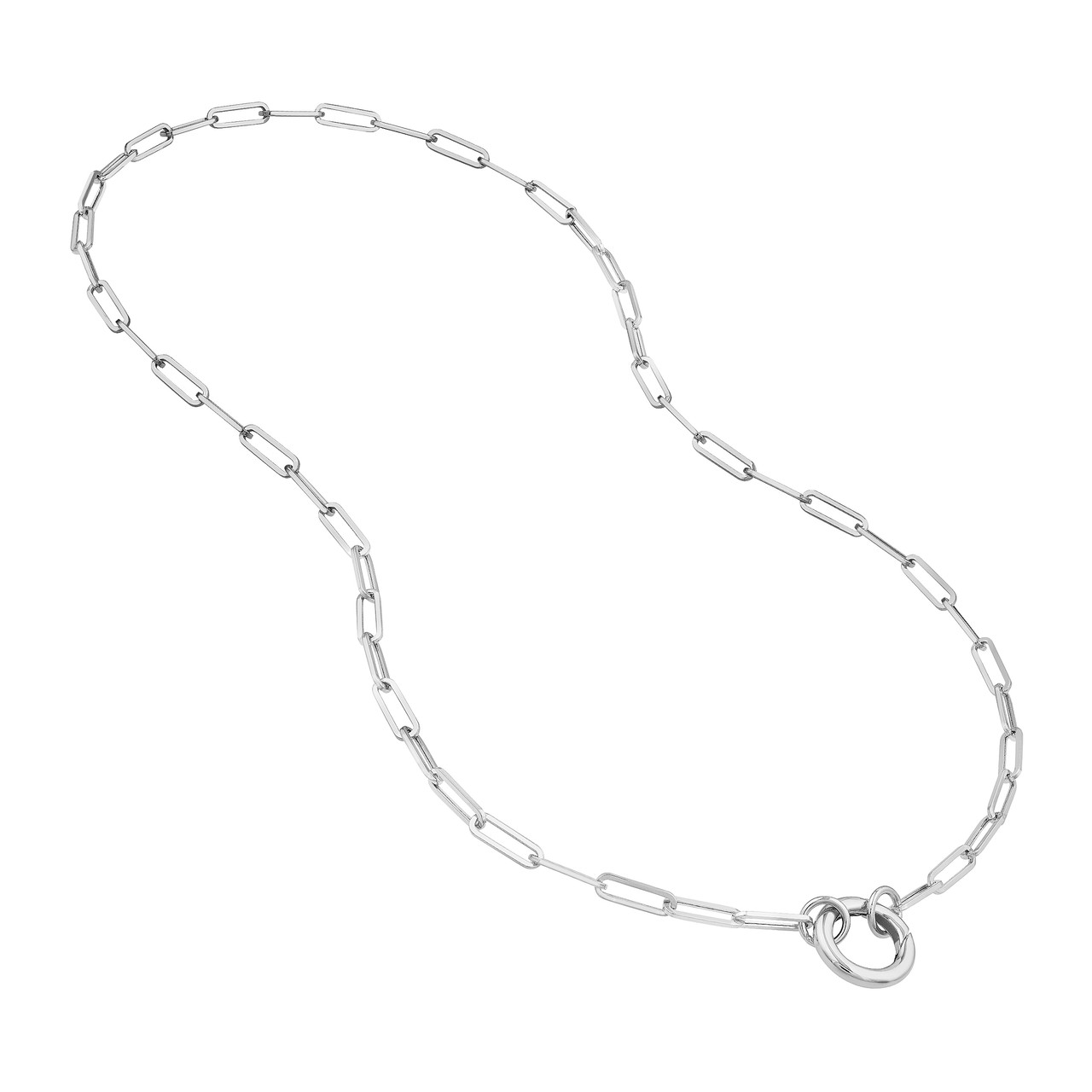 White Gold Hollow Paperclip Split Chain Necklace
