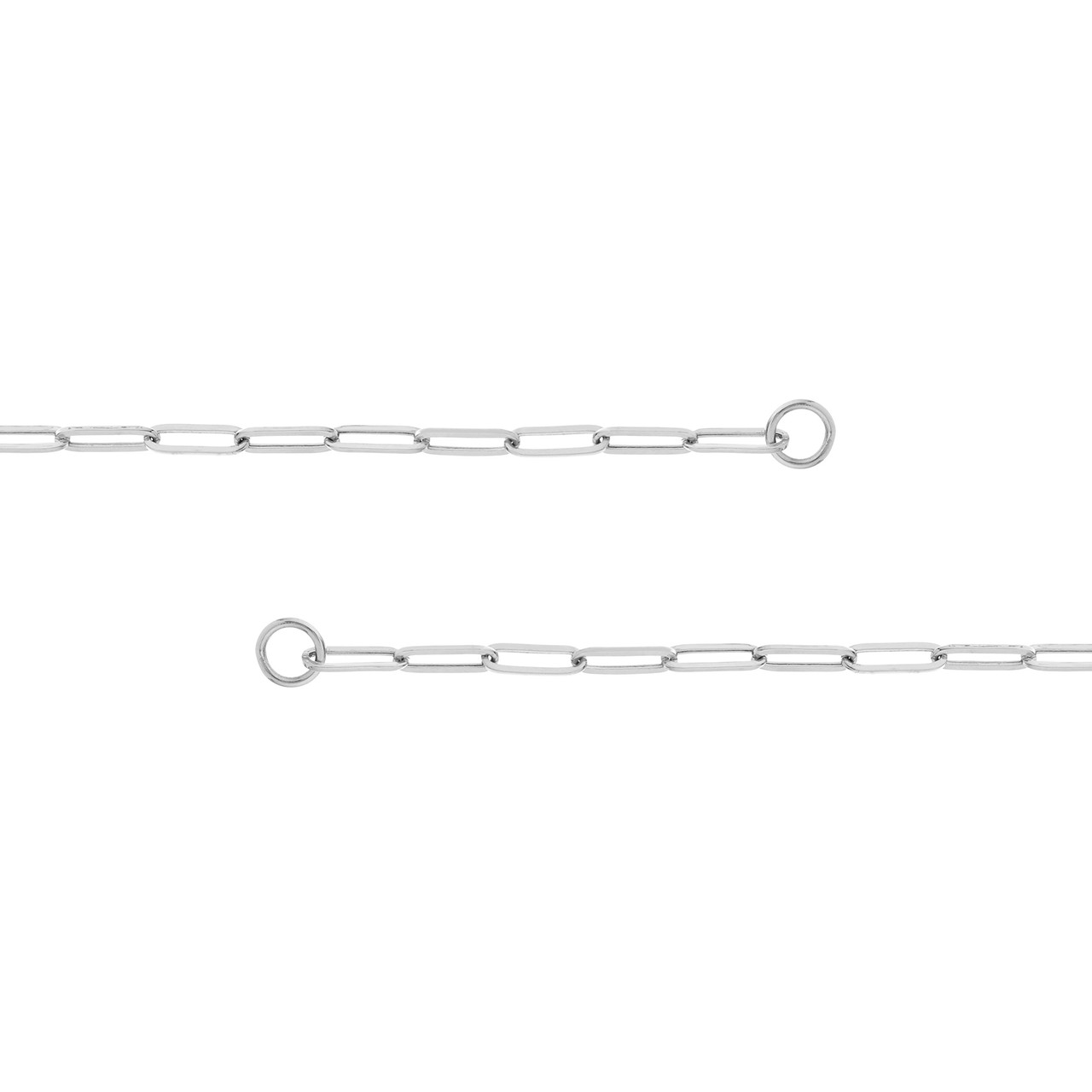 White Gold Hollow Paperclip Split Chain Necklace