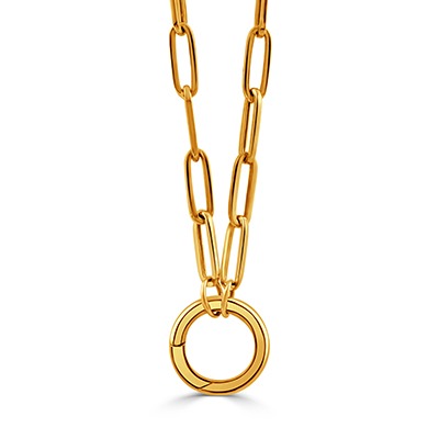 Yellow Gold Paperclip Chain Necklace with Push Lock l 18 inches
