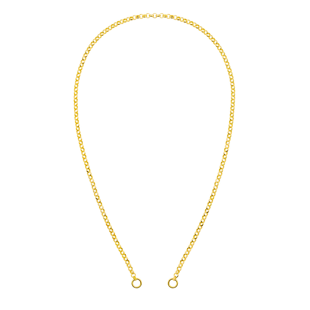 Yellow Gold Hollow Rolo Split Chain Necklace l 20 inches