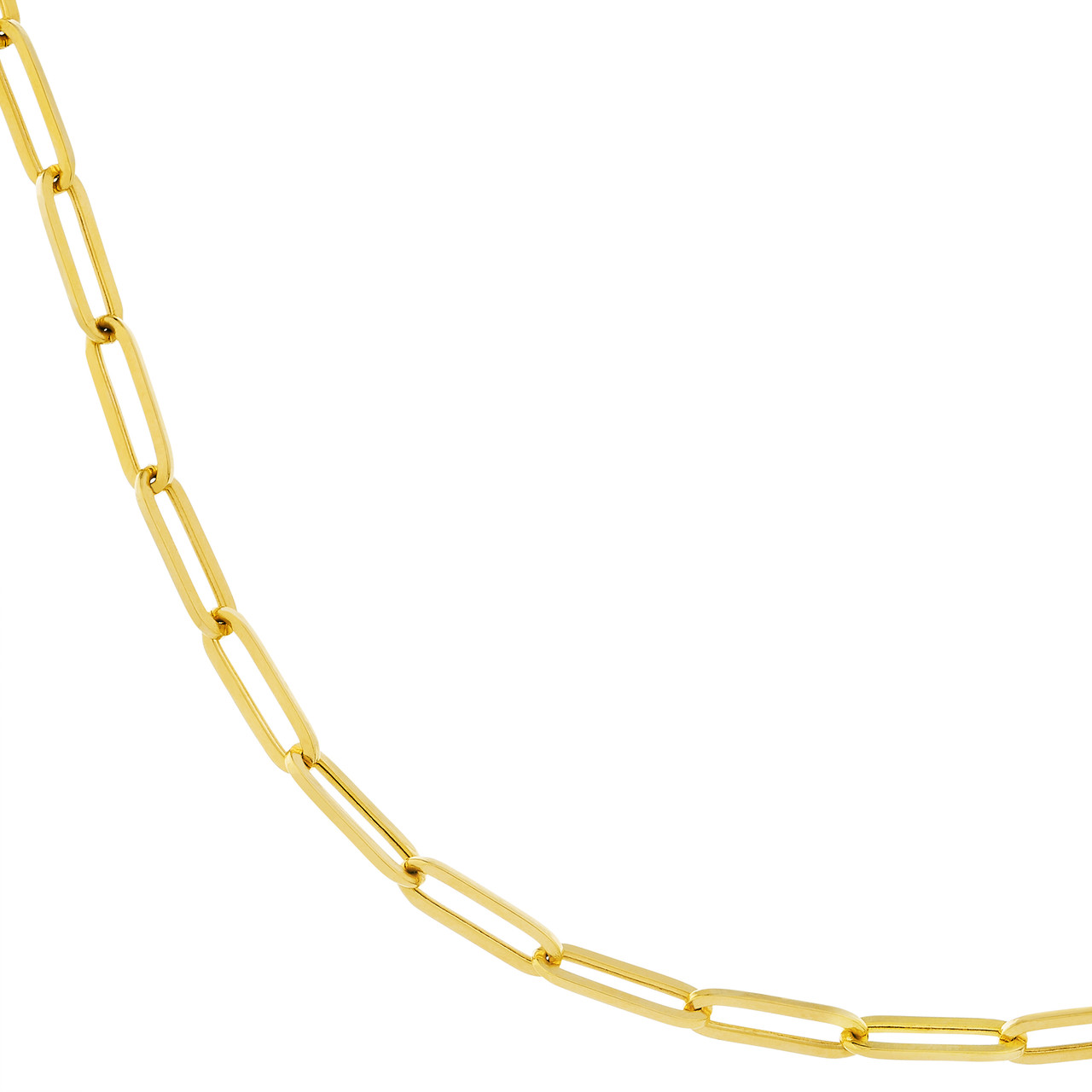 Yellow Gold Hollow Paperclip Split Chain Necklace l 20 inches
