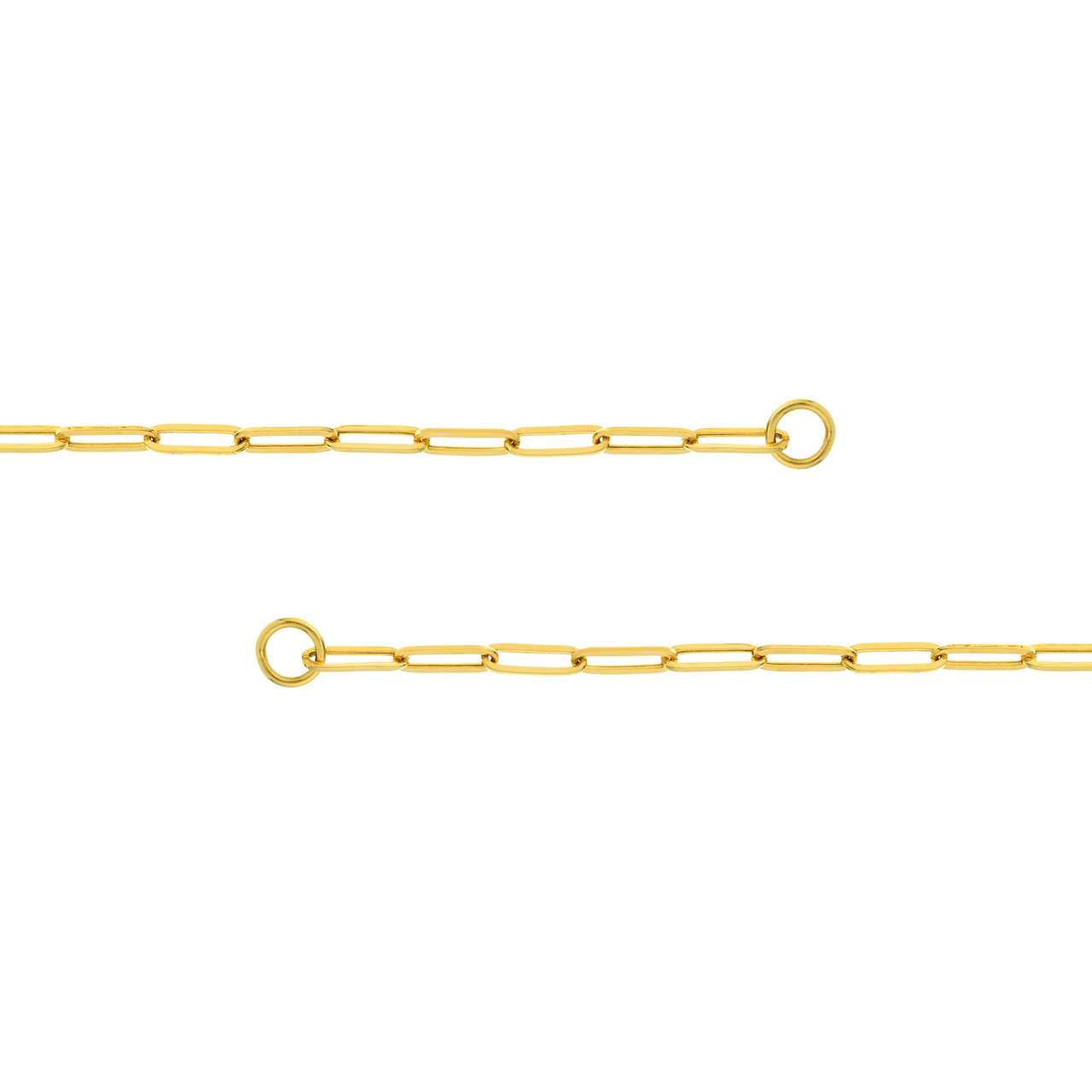 Yellow Gold Hollow Paperclip Split Chain Necklace l 20 inches