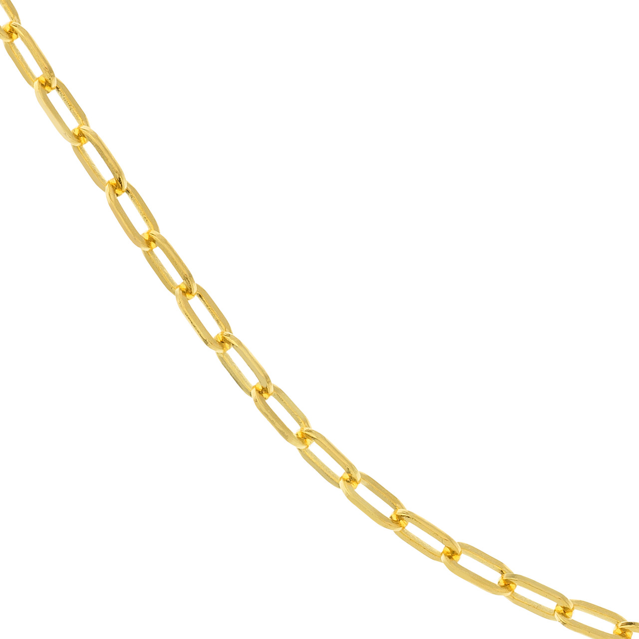 Yellow Gold Open Paperclip Split Chain Necklace