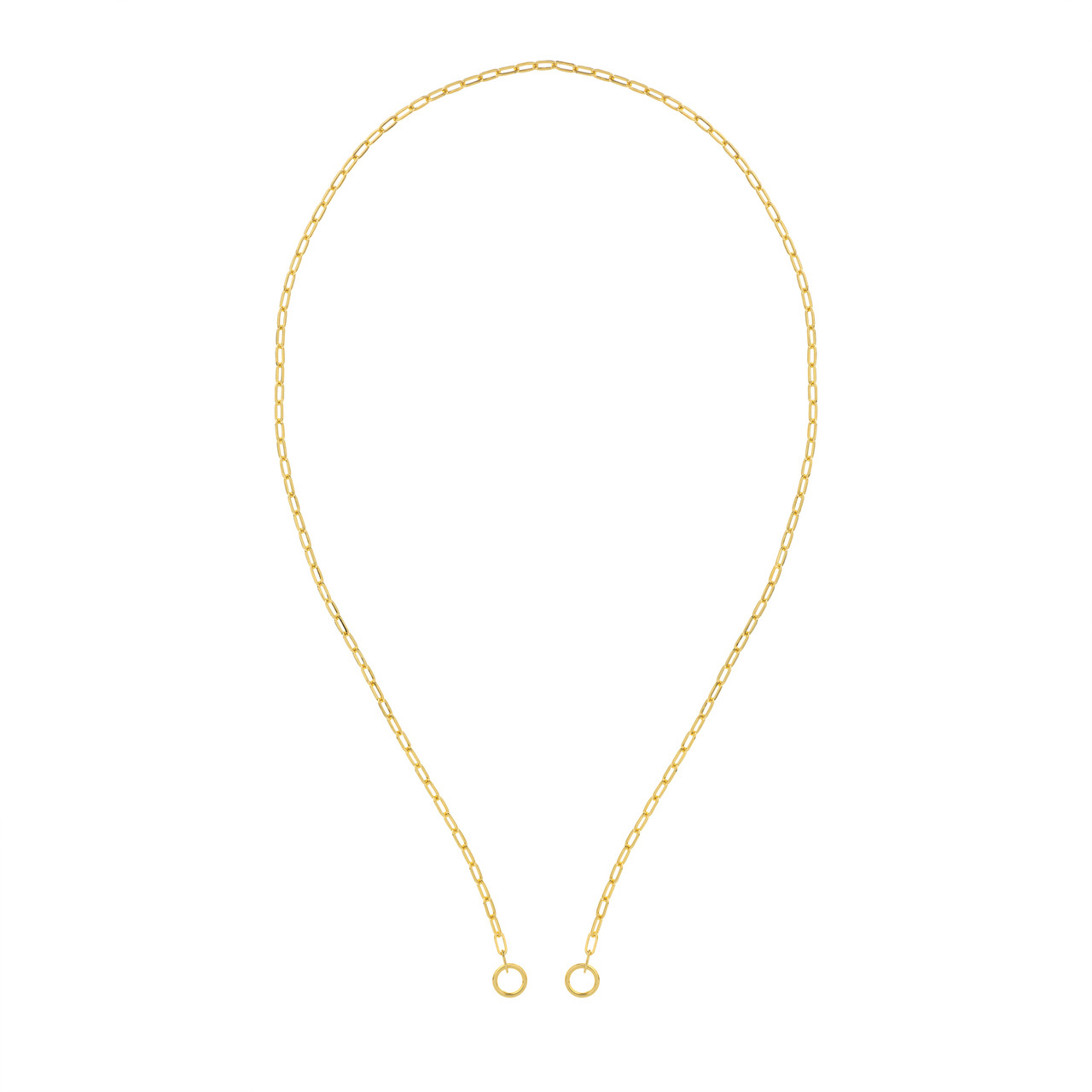Yellow Gold Open Paperclip Split Chain Necklace