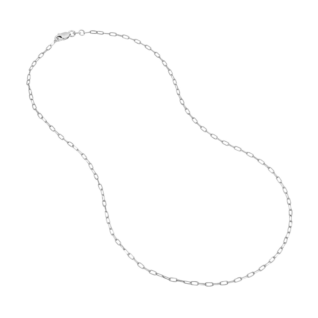 White Gold Solid Petite1.7mm Paperclip Chain l 20 inches