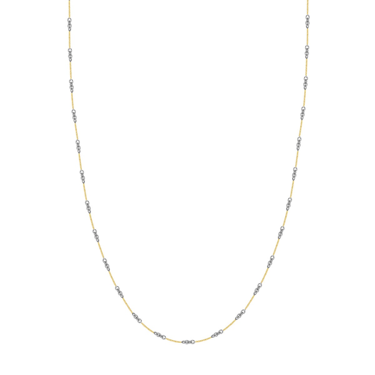 Yellow and White Gold Two-tone Fancy Twist Link Chain Necklace l 18 inches