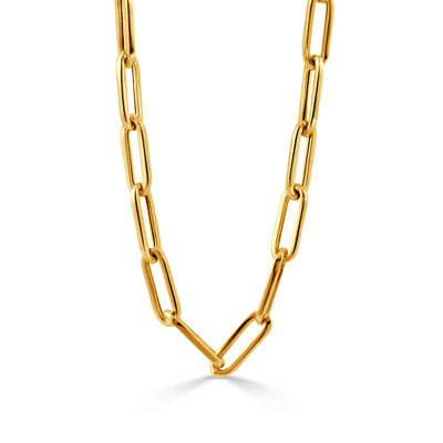 18K Yellow Gold Oval Link Paperclip 18-inch chain