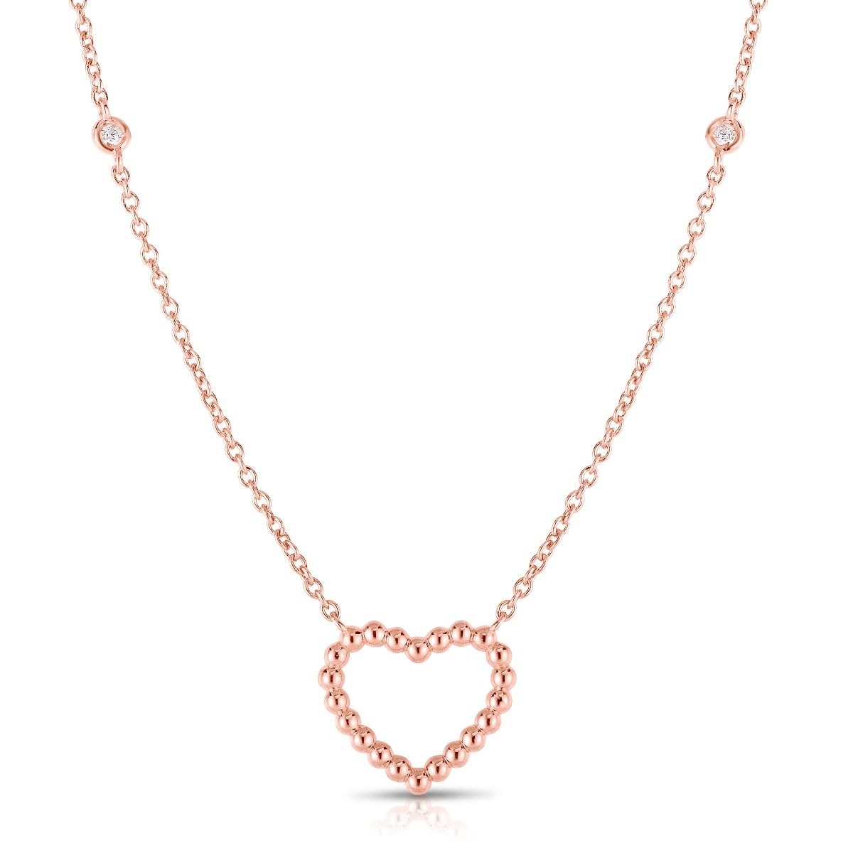 Rose Gold Beaded Heart Necklace