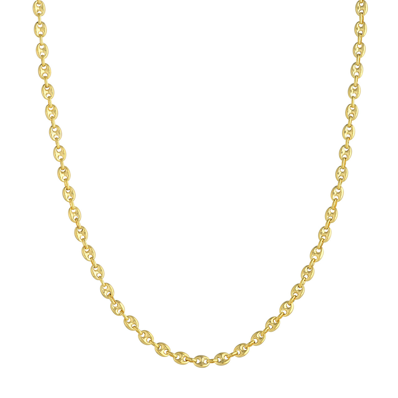 Yellow Gold Puff Mariner Chain Necklace l 20 inches