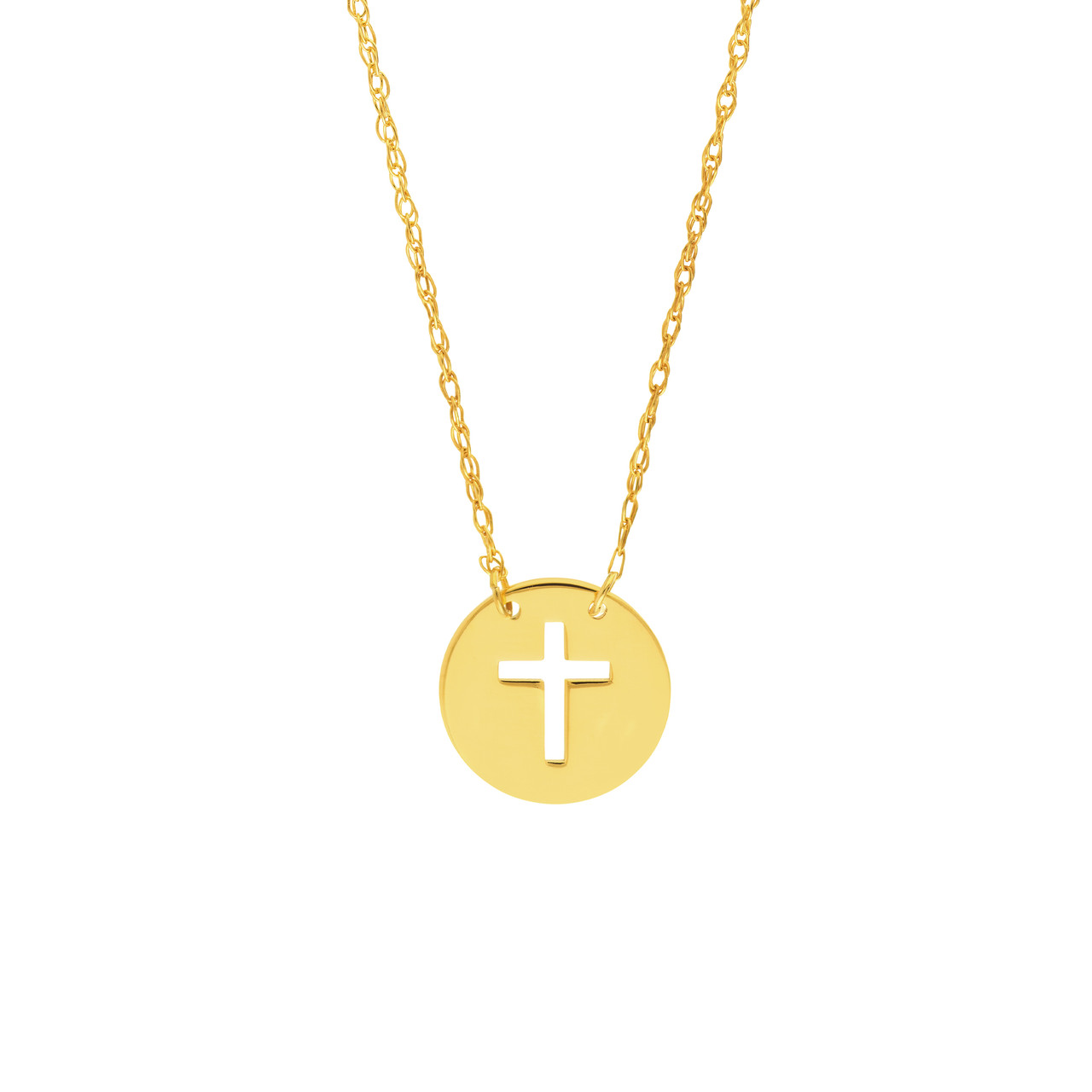 Yellow Gold So You Cross Cutout Mini Disc Necklace l 18 inches