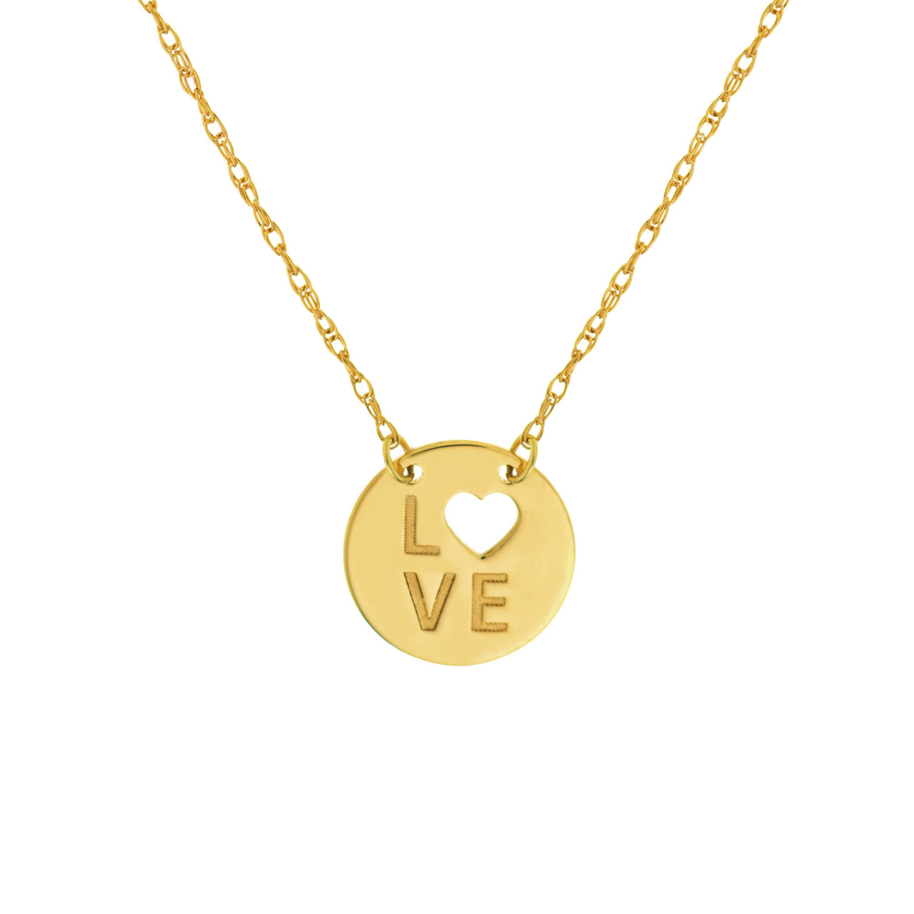 Yellow Gold So You Cutout Heart Love Mini Disc Necklace l 18 inches
