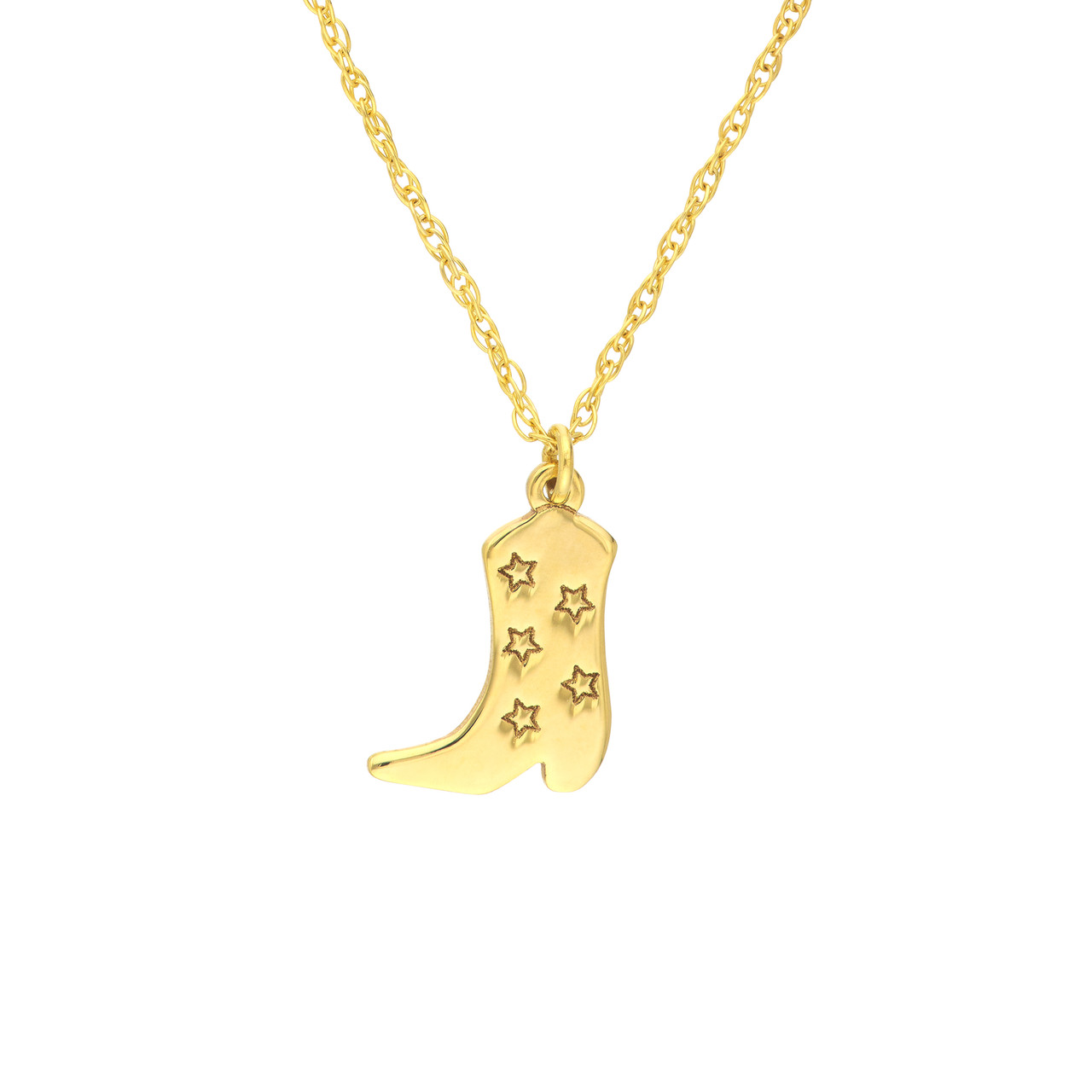 Yellow Gold So You Five Stars Cowboy Boot Necklace l 18 inches