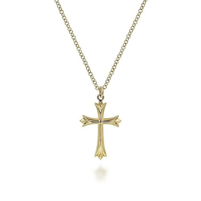 Yellow Gold Cross Pendant Necklace l 17 1/2 inches