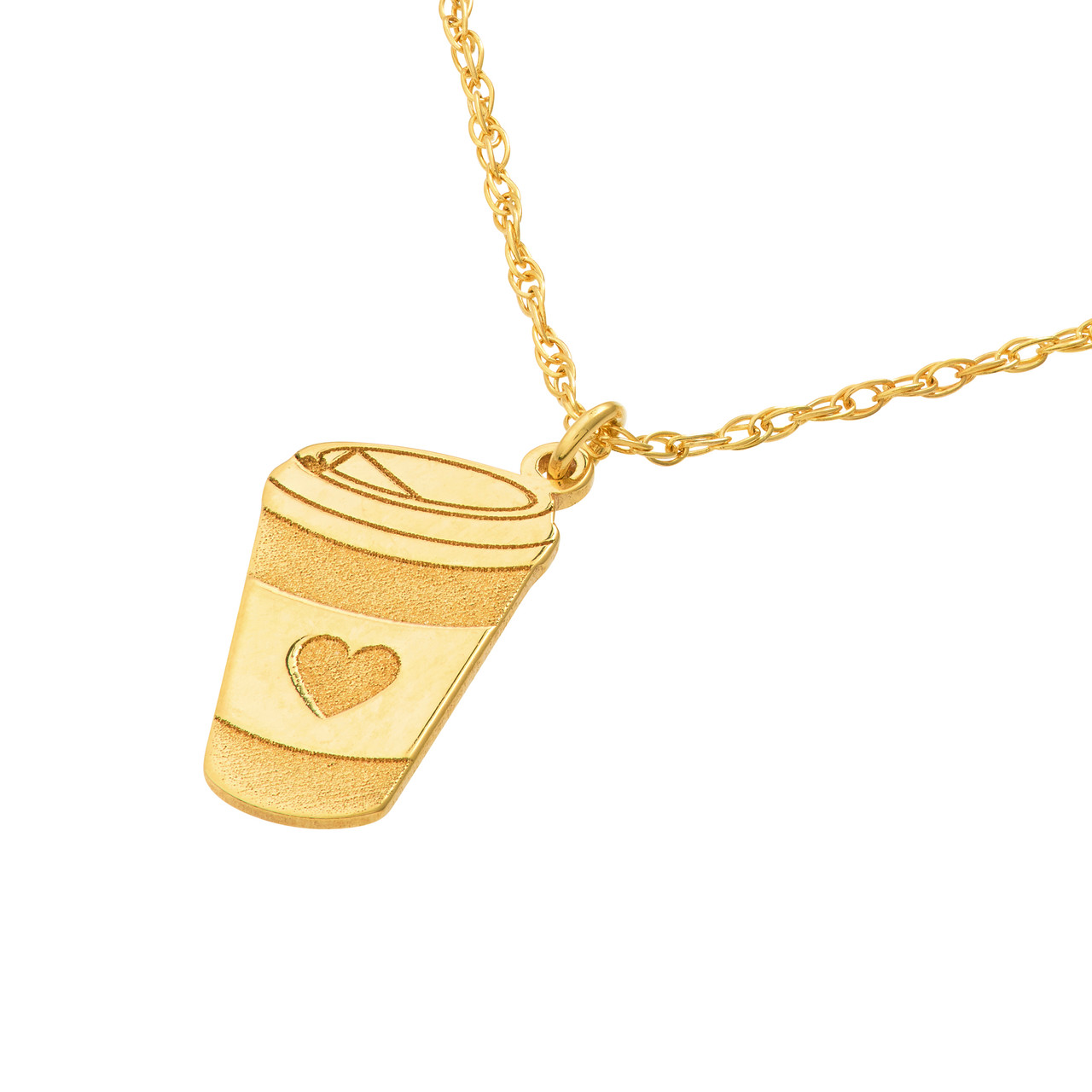 Yellow Gold So Coffee Cup Necklace l 18 inches