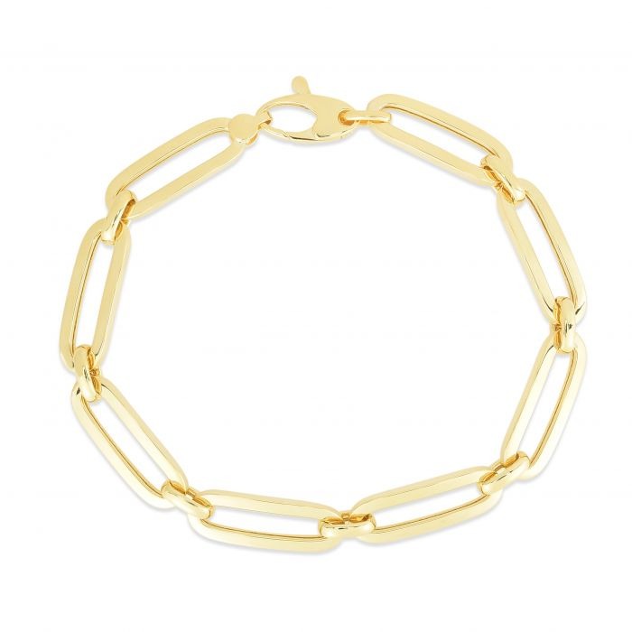 Yellow Gold 7mm Bombay Paperclip Bracelet