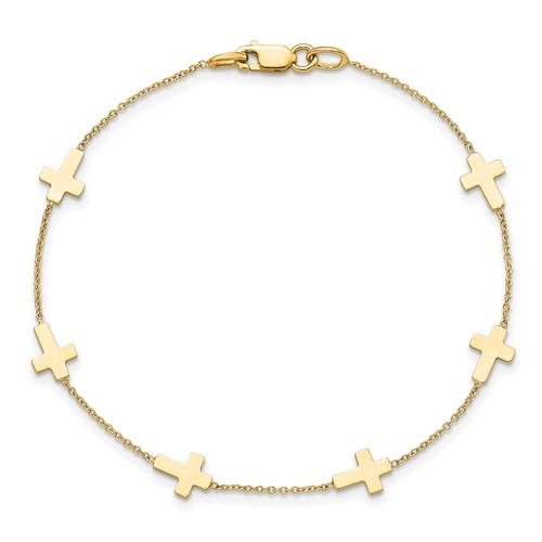 Yellow Gold Polished Cross Bracelet