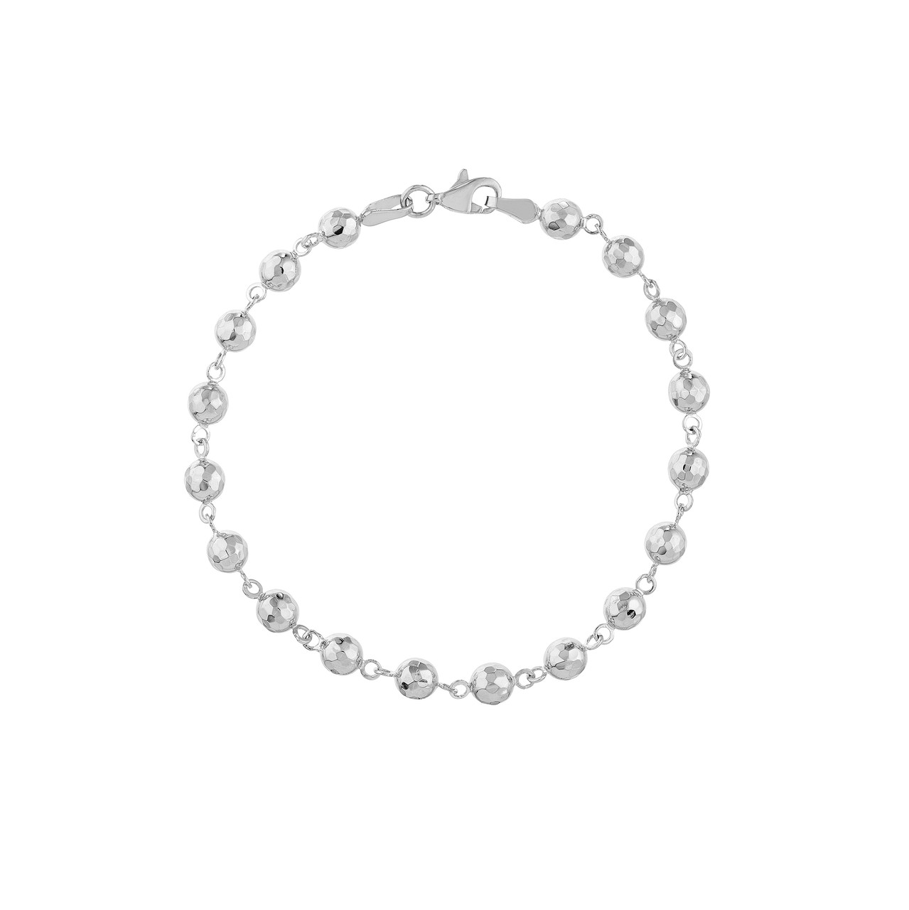 White Gold Diamond Cut Bead Bracelet l 7 1/4 inches