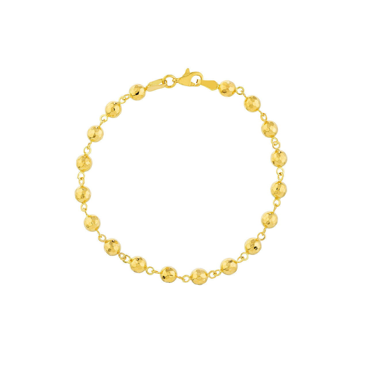 Yellow Gold Diamond Cut Bead Bracelet l 7 1/4 inches