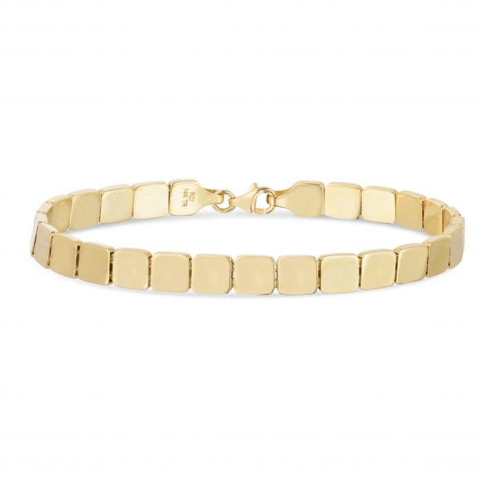 Yellow Gold Polished Square Link Bracelet l 7 inches