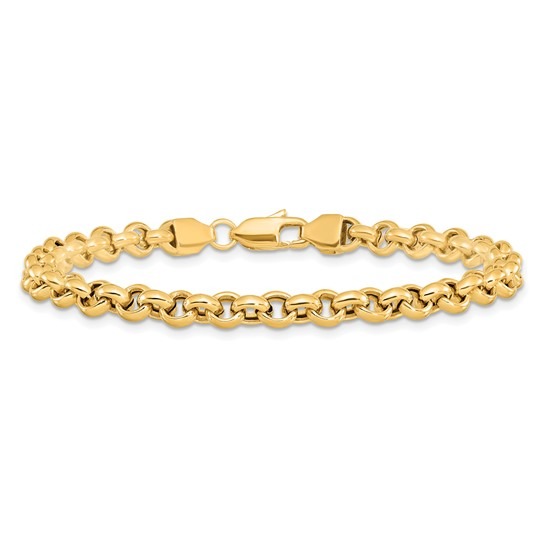 Yellow Gold 5mm Polished Fancy Rolo Link Bracelet l 8 inches