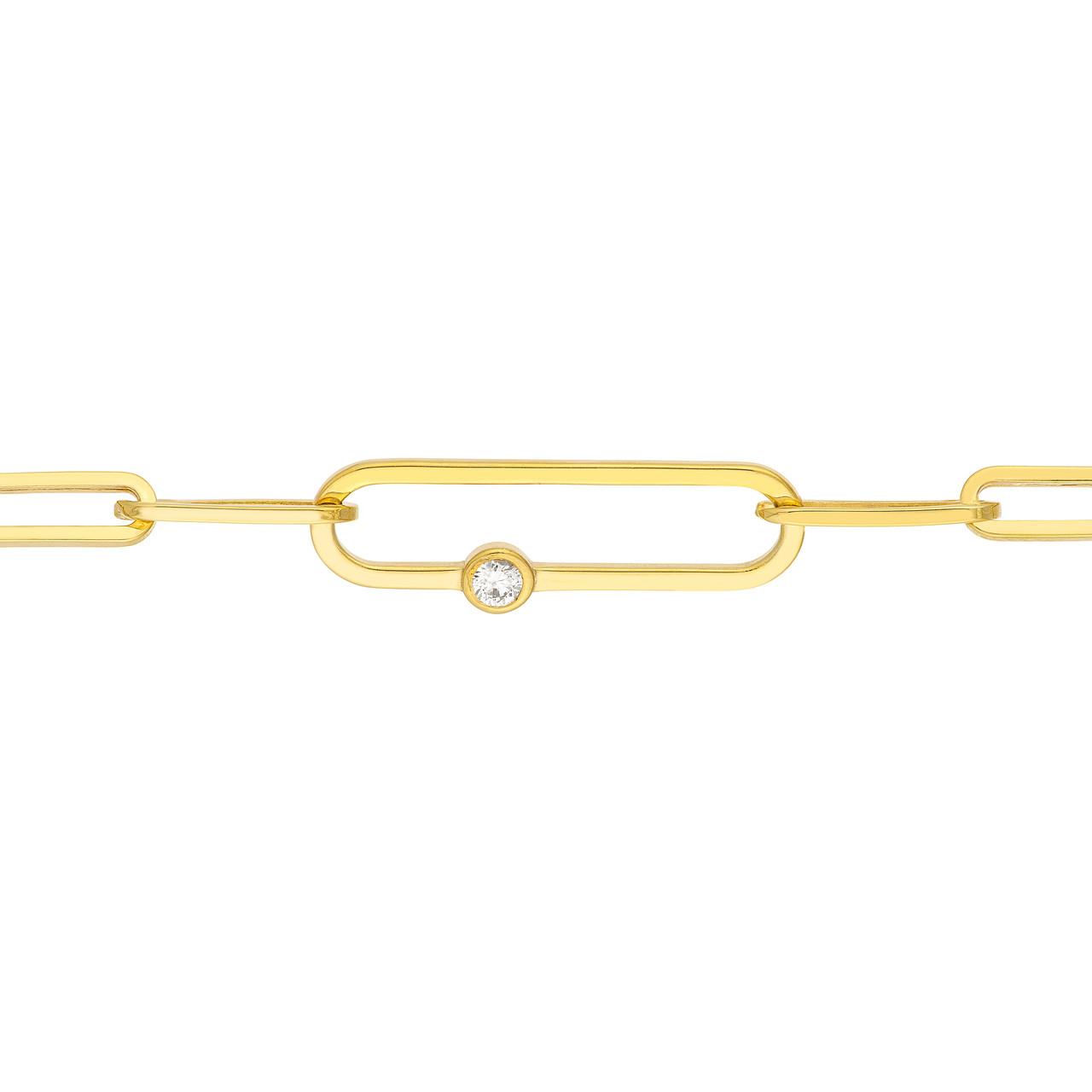 1/20ct Diamond Paper Clip Yellow Gold Bracelet