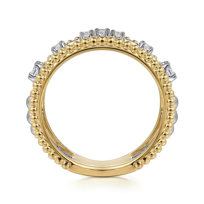 Gabriel & Co. White and Yellow Gold 1/4ctw Diamond Stackable Ring