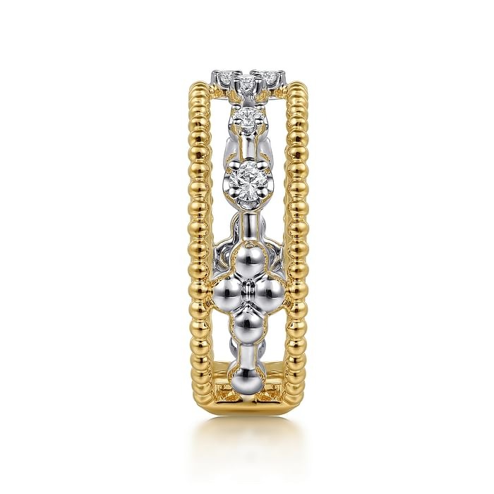 Gabriel & Co. White and Yellow Gold 1/4ctw Diamond Stackable Ring
