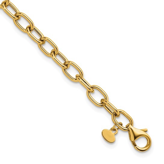 Yellow Gold Polished 5.2mm Open Link Cable Bracelet l 7 1/2 inches