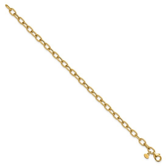 Yellow Gold Polished 5.2mm Open Link Cable Bracelet l 7 1/2 inches
