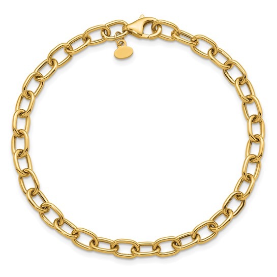 Yellow Gold Polished 5.2mm Open Link Cable Bracelet l 7 1/2 inches