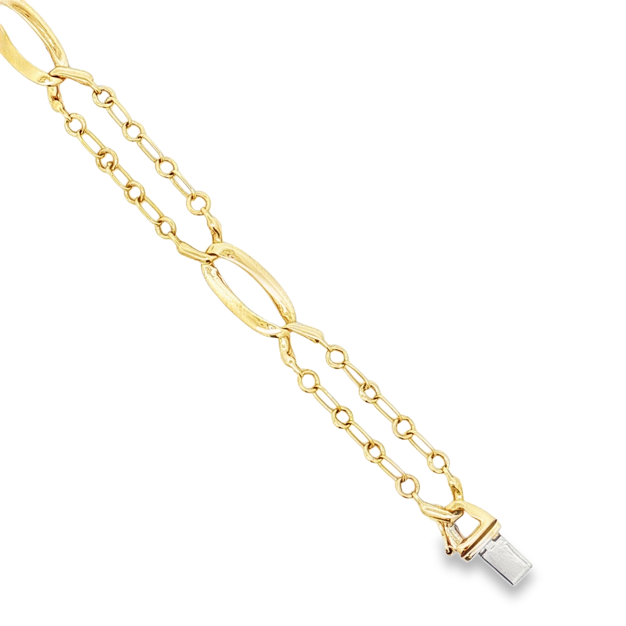 Yellow Gold Polished Multi-Strand Station Chain Bracelet l 8 inches