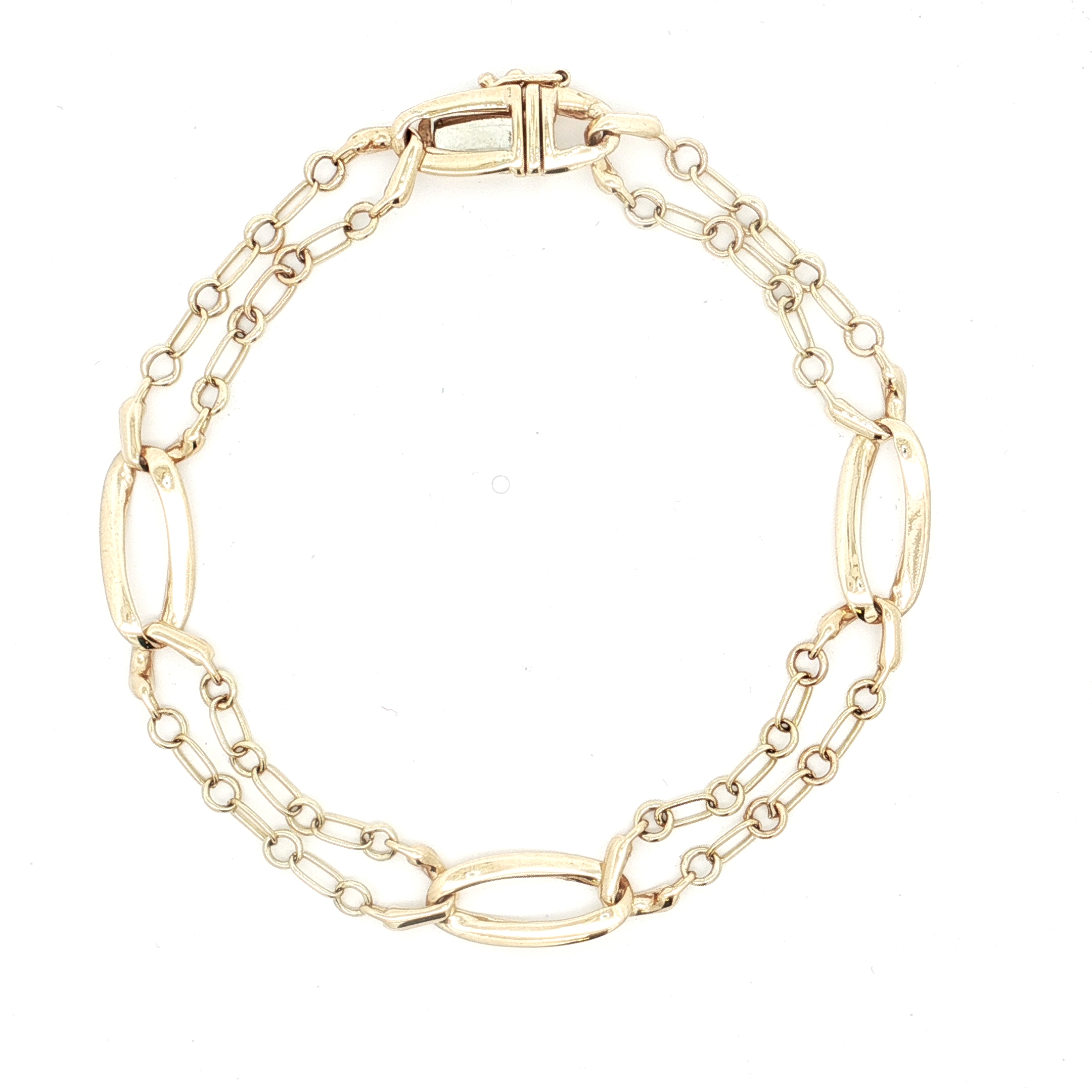 Yellow Gold Polished Multi-Strand Station Chain Bracelet l 8 inches